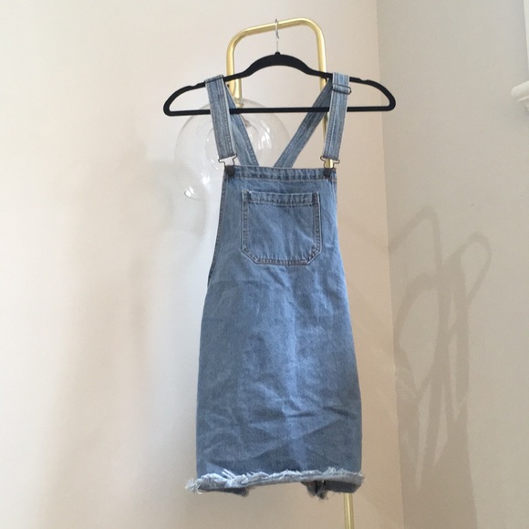 FOREVER 21 OVERALL JEAN DRESS W/ GINGHAM DETAIL